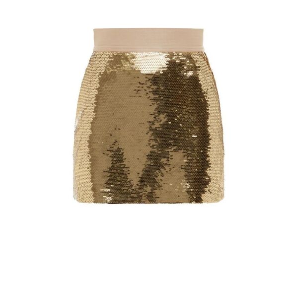 Alex Perry Delon Sequined Mini Skirt Gold - Picture 2 of 9